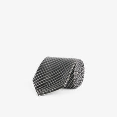 Широкий шелковый галстук с геометрическим принтом Tom Ford, серый