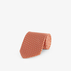 Полосатый галстук из шелкового атласа Ferragamo, цвет arancio
