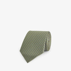 Шелковый галстук с фирменным узором Emporio Armani, цвет verde muschio