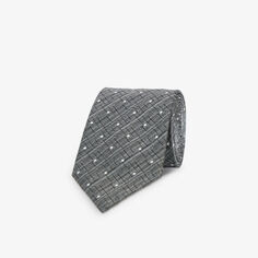 Шелковый галстук с фирменным узором Emporio Armani, цвет grigio