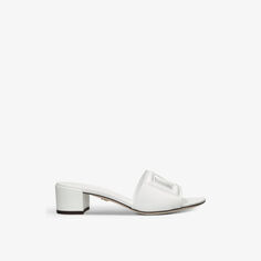 Мюли Bianca на каблуке из кожи с тисненым логотипом Dolce &amp; Gabbana, белый