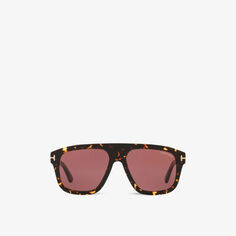 FT0777 56 солнцезащитные очки из ацетата в квадратной оправе Tom Ford, коричневый