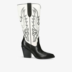 Бланшированные кожаные ботинки в стиле вестерн на каблуке с цветными блоками Dolce Vita, черный
