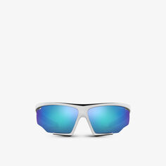 Солнцезащитные очки PS 07YS в нейлоновой оправе неправильной формы с фирменным логотипом Prada Linea Rossa, черный