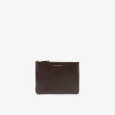 Классический кожаный кошелек с логотипом Comme des Garçons, коричневый