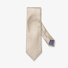 Шелковый галстук с узором Micro Paisley Eton, бежевый