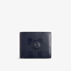 Складной кожаный кошелек Glassko в клетку House Check с тисненым логотипом Ted Baker, темно-синий