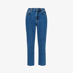 Аутентичные укороченные джинсы узкого кроя с высокой посадкой из органического денима Whistles, синий