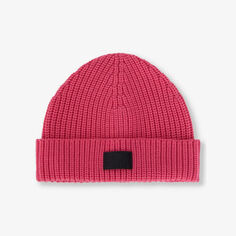 Шерстяная шапка-бини в рубчик с нашивкой-логотипом The Kooples, розовый