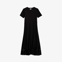 Хлопковое платье миди Telie со складками Claudie Pierlot, цвет noir / gris