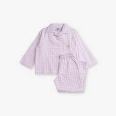 Пижамный комплект Margot Ballerina с аппликацией в мелкую клетку из хлопка для детей 1–11 лет Trotters, розовый
