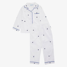 Пижамный комплект из хлопка и поплина со звездным принтом для детей 2–11 лет Mini Lunn, белый