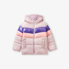 Утепленная куртка колор-блок 18 месяцев - 6 лет Benetton, розовый