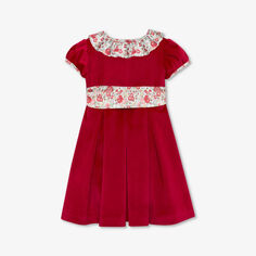 Бархатное платье Felicite с цветочной отделкой 2–11 лет Trotters, красный