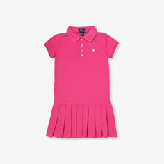 Платье из эластичного хлопкового пике с воротником-поло и фирменной вышивкой 6 месяцев - 6 лет Polo Ralph Lauren, розовый