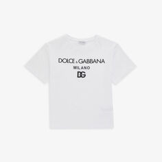 Футболка из хлопкового джерси с текстовым принтом и логотипом, 4–12 лет Dolce &amp; Gabbana, цвет bianco ottico