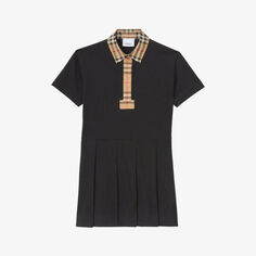Рубашка-поло в клетку Sigrid в винтажном стиле, платье из эластичного хлопка, 3–14 лет Burberry, черный