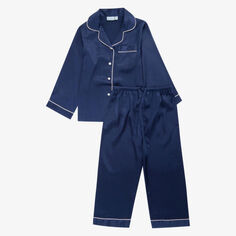 Атласный пижамный комплект свободного кроя для детей 2–11 лет Mini Lunn, темно-синий