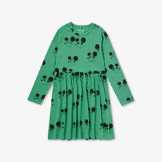 Платье из эластичного хлопка с принтом Ritzrats и длинными рукавами 9 месяцев - 11 лет Mini Rodini, зеленый
