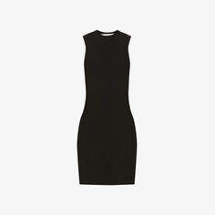Приталенное мини-платье без рукавов из эластичной ткани Victoria Beckham, черный