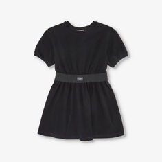 Платье из эластичного хлопка с расклешенным подолом и фирменным поясом 4–12 лет Dolce &amp; Gabbana, черный