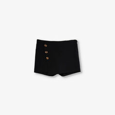 Юбка из эластичной ткани с фирменными золотистыми пуговицами на 8–14 лет Versace, черный