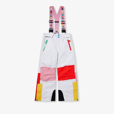 Лыжные брюки из переработанного полиэстера с фирменным принтом в стиле колор-блок для 4–14 лет Stella Mccartney, цвет colourful