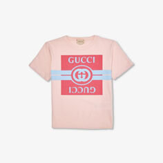 Футболка из хлопкового джерси с логотипом 4–12 лет Gucci, розовый