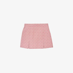 Мини-юбка из смесового хлопка с высокой посадкой и узором монограммы Gucci, розовый