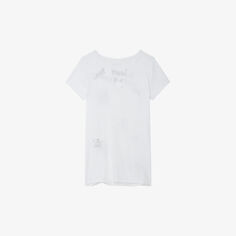 Хлопковая футболка с вырезом и короткими рукавами Zadig&amp;Voltaire, цвет blanc