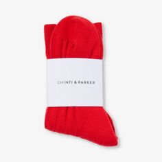 Носки средней длины из шерсти и кашемира в рубчик Chinti And Parker, красный