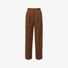 Прямые брюки Maesa с высокой посадкой из эластичной ткани Frankie Shop, коричневый