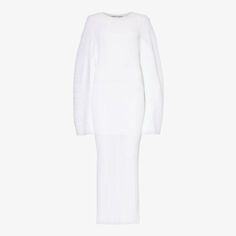 Плиссированное полупрозрачное трикотажное платье макси Stella Mccartney, белый