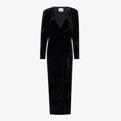 Платье макси из смесового шелка с V-образным вырезом и необработанной отделкой Gabriela Coll G, черный