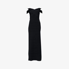 Платье макси свободного кроя эластичной вязки с открытыми плечами Leem, черный