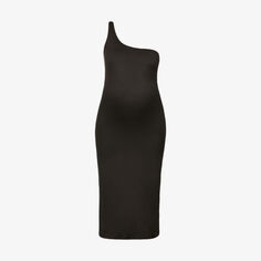 Для беременных Асимметричное платье макси The Sarah из эластичной ткани Bumpsuit, черный