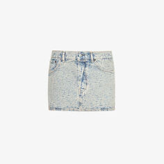 Джинсовая мини-юбка Macaria с фирменным принтом Acne Studios, синий