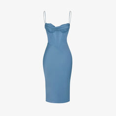 Атласное платье миди Myrna с корсетом House Of Cb, синий