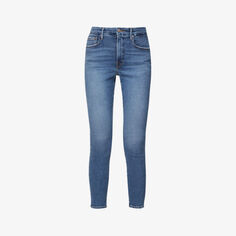Укороченные джинсы Good Legs из эластичного денима со средней посадкой и зауженным кроем Good American, синий