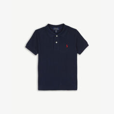 Хлопковая рубашка-поло с вышитым логотипом для 2–14 лет Polo Ralph Lauren, цвет french navy