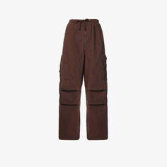 Хлопковые брюки широкого кроя с высокой посадкой Parachute Jaded London, коричневый