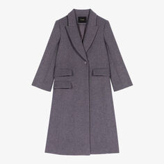 Пальто из смесовой шерсти с воротником и карманами Maje, цвет noir / gris