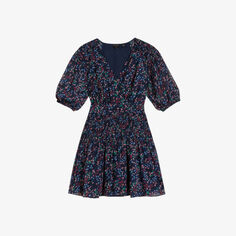 Платье мини Casadee из переработанного полиэстера с эффектом запаха и графическим принтом Ted Baker, темно-синий