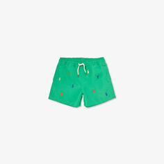 Шорты для плавания из переработанного полиэстера с вышитым логотипом для детей от 3 месяцев до 14 лет Polo Ralph Lauren, зеленый