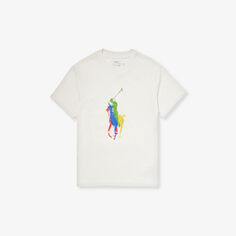 Хлопковая футболка с логотипом для мальчиков Polo Ralph Lauren, белый