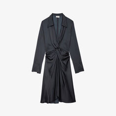 Атласное платье-рубашка миди Rozo с закрученными деталями Zadig&amp;Voltaire, цвет noir