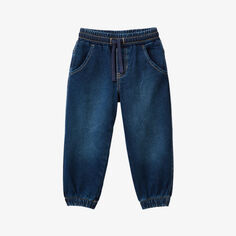 Спортивные брюки из эластичного хлопка с ребристой отделкой и эластичным поясом для 3–6 лет Benetton, синий