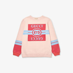 Толстовка из хлопкового джерси с логотипом, 4–12 лет Gucci, розовый