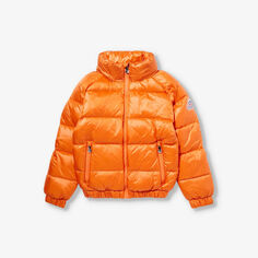 Винтажная утепленная куртка-пуховик с капюшоном Mythic 8-16 лет Pyrenex, цвет clementine