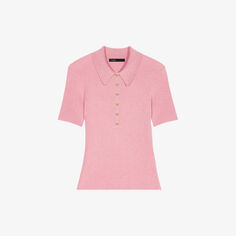 Рубашка-поло из эластичного трикотажа с короткими рукавами Maje, цвет roses